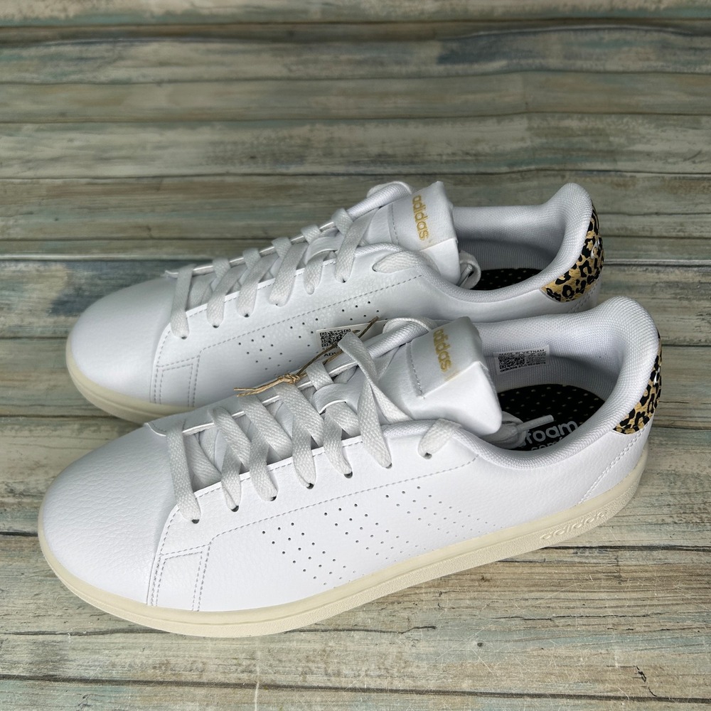 Adidas Women Advantage Shoes‎ Sneakers Size 9.5 Tennis White GW4850 Leopard - Picture 4 of 9
